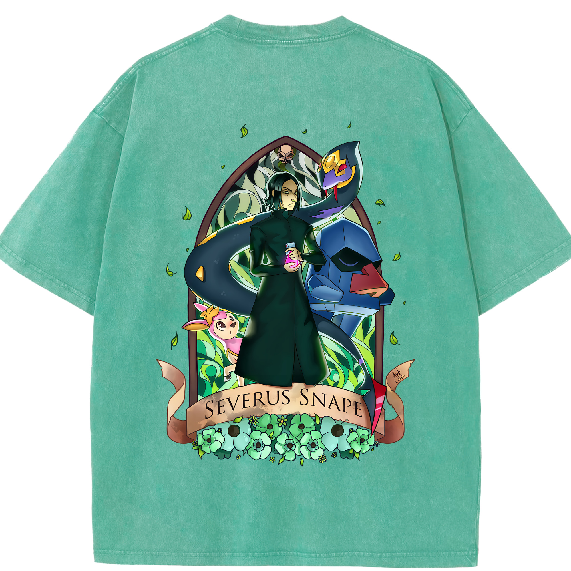 （画像用） Harry Potter ハリー・ポッターシリーズ 綿100% ヴィンテージ風 半袖Tシャツ（背面プリント）
